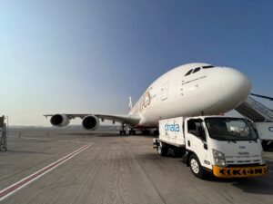 The Emirates Airline demonstration flight was the first such flight of an Airbus 380 in the Middle East and North Africa to fuel one of its engines with 100% sustainable aviation fuel (SAF). 